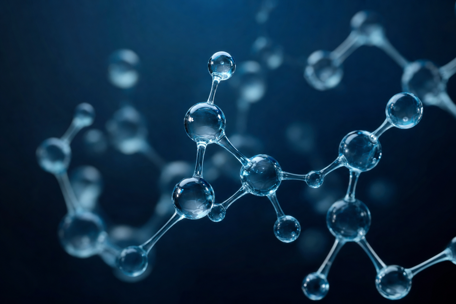 Abstract close-up of a molecular structure representing oncology therapeutics